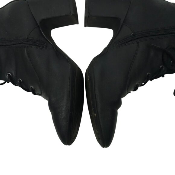 Born Ankle Boots Womens 9.5 M Leather Block Heel Side Zip Lace Up Black F56003 - Picture 16 of 16